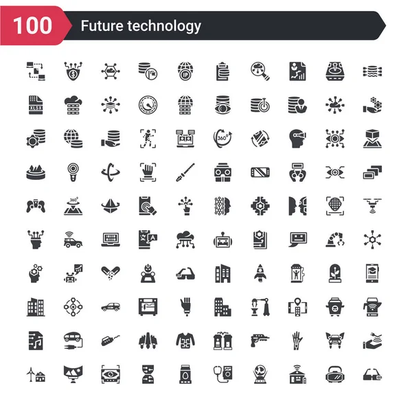100 Futuro Conjunto Iconos Tecnología Tales Como Gafas Casa Inteligente — Vector de stock