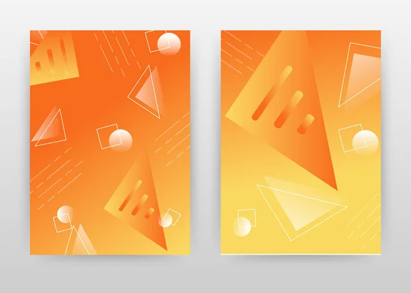 Diseño geométrico de triángulos abstractos amarillos anaranjados para representante anual — Vector de stock