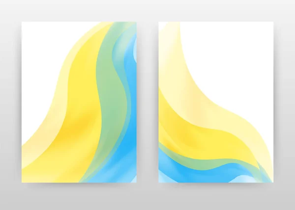 Conception de lignes ondulées jaunes et bleues pour rapport annuel, brochure, mouche — Image vectorielle
