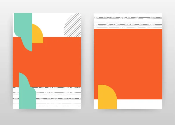 年次報告書、パンフレットのためのカラフルなオレンジ、黄色、緑のデザイン — ストックベクタ