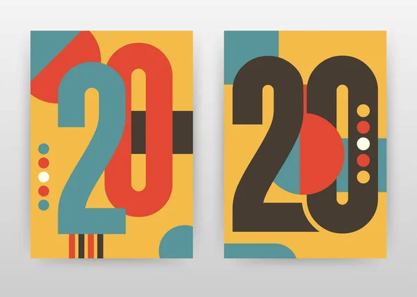 几何 20 个字母与红色， 棕色， 青色设计为 annu — 图库矢量图片