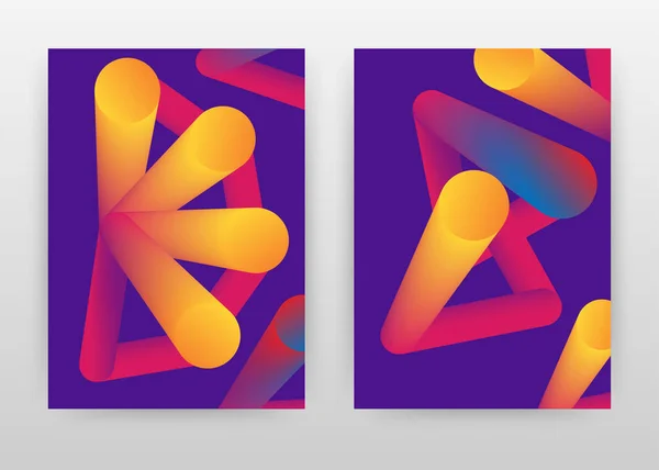 Jaune magenta lignes 3D abstraites sur la conception pourpre pour le représentant annuel — Image vectorielle
