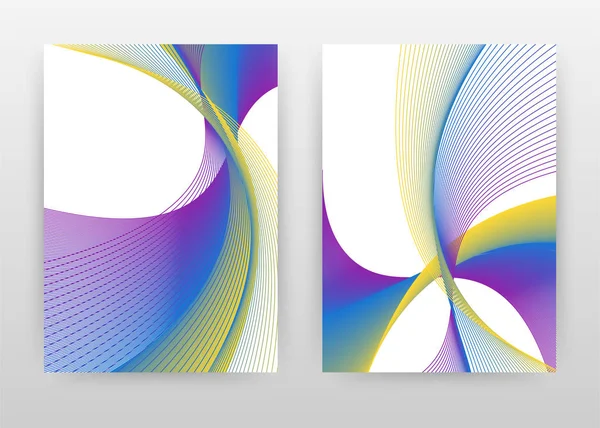 Coloré violet, jaune bleu ondulé lignes design pour repor annuel — Image vectorielle