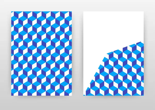 Blue 3D isométrique cube conception de texture sans couture pour rapport annuel — Image vectorielle