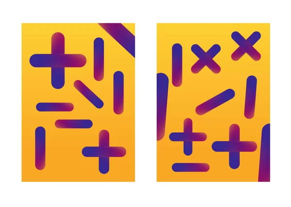 オレンジ色のデザインの数学プラスとマイナス紫色の要素 — ストックベクタ
