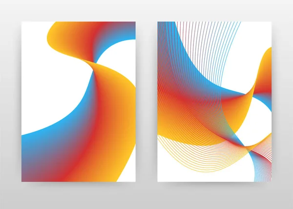 Coloré orange, bleu ondulé lignes design pour rapport annuel, broc — Image vectorielle