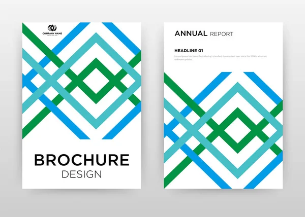 Bleu, vert lignes compressées, la conception des cadres pour le rapport annuel, frère — Image vectorielle