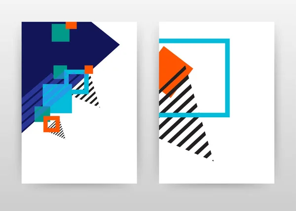 Yıllık rapor, broşür, el ilanı için renkli mavi turuncu tasarım, — Stok Vektör