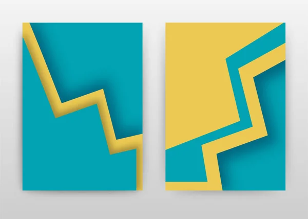 年次報告書のための黄色のアクアブルージグザグ幾何学的波の設計 — ストックベクタ