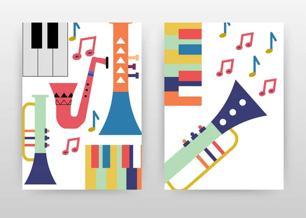 Geometryczny kolorowy saksofon muzyka narzędzia projektowania rocznych sprawozdanie — Wektor stockowy