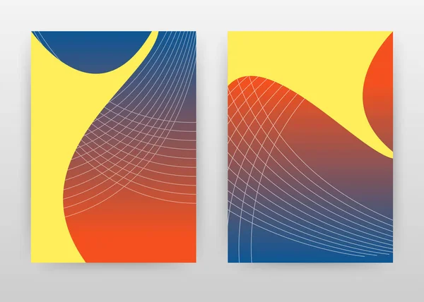 Formes jaunes bleu rouge avec lignes ondulées design pour le rapport annuel — Image vectorielle