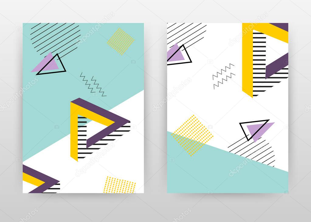 Geometric yellow purple triangle with lined on green design for 