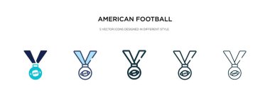 Amerikan futbol madalyası ikonu farklı stil vektör illüstratında