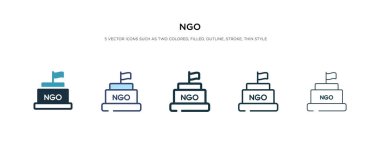 farklı stil vektör illüstrasyonunda ngo simgesi. iki renkli ve
