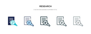 Farklı stil vektör illüstrasyonunda araştırma simgesi. iki renk