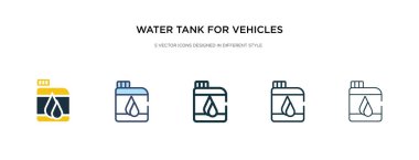 Araç simgesi için su tankı farklı biçim vektör illüstratında