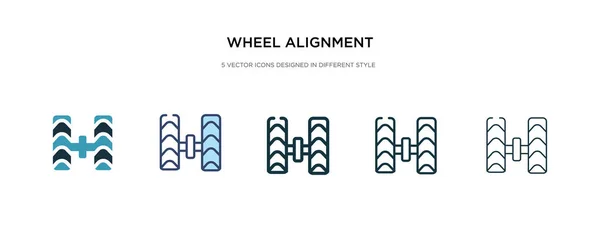 Farklı stil vektör illüstrasyonunda tekerlek hizalama simgesi. iki — Stok Vektör