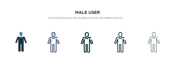 Ícone de usuário masculino em ilustração vetorial de estilo diferente. duas cores — Vetor de Stock