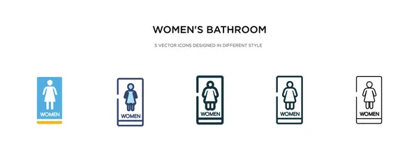Icono de baño de las mujeres en la ilustración de vectores de estilo diferente. tw — Vector de stock