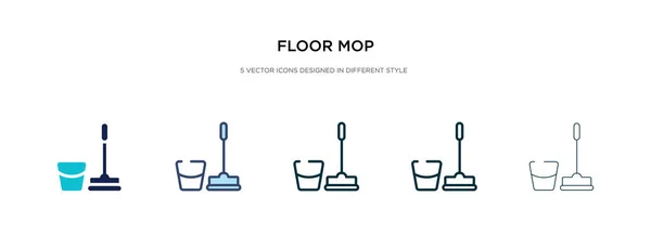 Иконка со шваброй на полу в различных векторных иллюстрациях. два цвета — стоковый вектор