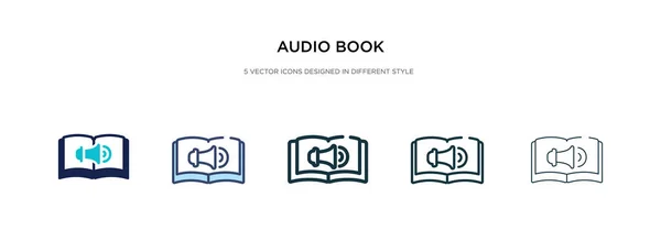 Icono de libro de audio en la ilustración de vectores de estilo diferente. dos colo — Vector de stock