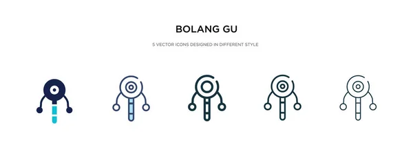 Bolang gu icono en la ilustración de vectores de estilo diferente. dos colores — Vector de stock