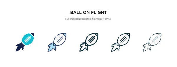 Мяч на иконке полета в различных стилях векторной иллюстрации. два — стоковый вектор