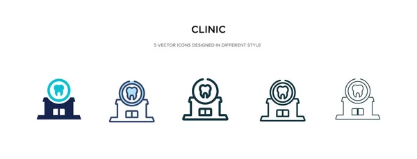 Icono de la clínica en la ilustración de vectores de estilo diferente. dos colores — Vector de stock