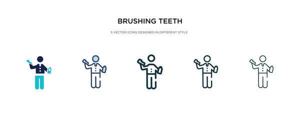 Cepillarse los dientes icono en la ilustración de vectores de estilo diferente. Dos. — Vector de stock