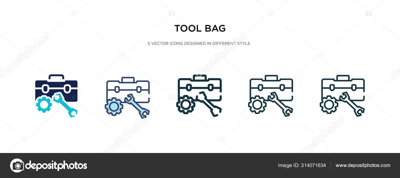 異なるスタイルのベクトルイラストのツールバッグアイコン 2色 ストックベクター C Zaurrahimov