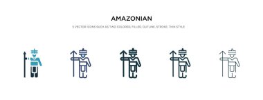 Farklı stil vektör illüstrasyonunda Amazon ikonu. iki renk