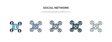 Farklı biçim vektör illüstrasyonunda sosyal ağ simgesi. iki 