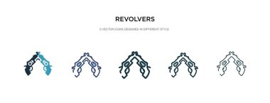 revolvers simgesi farklı stil vektör illüstrasyonunda. iki renk