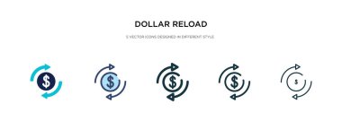 Dolar doldurma simgesi farklı stil vektör illüstrasyonunda. iki c