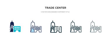 Farklı stil vektör illüstrasyonunda ticaret merkezi simgesi. iki ortak
