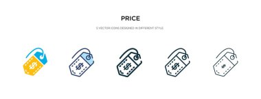 Fiyat simgesi farklı biçim vektör illüstrasyonunda. iki renkli a