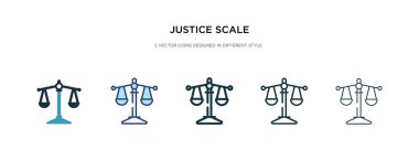 justice scale icon in different style vector illustration. two c