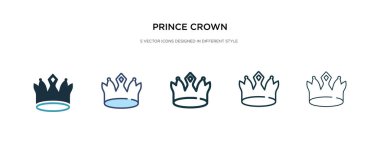 Prens Taç ikonu farklı bir stil vektör çiziminde. iki ortak