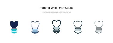 Metalik kök simgesine sahip diş farklı stil illüstrasyonunda