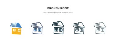 Farklı stil vektör illüstrasyonunda kırık çatı simgesi. iki kol