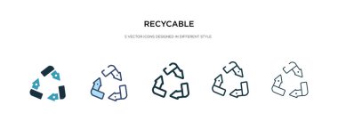 Farklı biçim vektör illüstrasyonunda geri dönüşümlü simge. iki renk