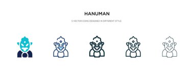Hanuman simgesi farklı stil vektör illüstrasyonunda. iki renkli