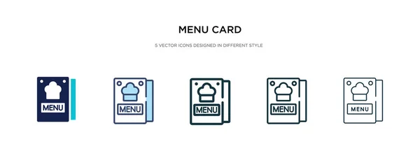 Ikon kartu menu dalam ilustrasi vektor gaya yang berbeda. dua warna - Stok Vektor