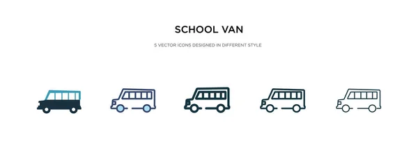 Escuela icono van en la ilustración de vectores de estilo diferente. dos colo — Vector de stock