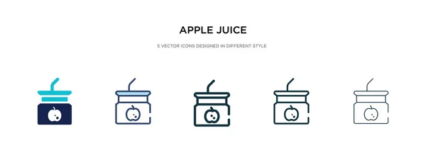 Apfelsaft-Symbol in verschiedenen Stilvektorgrafiken. zwei Spalten — Stockvektor