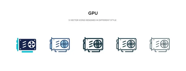 Icono gpu en la ilustración de vectores de estilo diferente. dos colores y — Vector de stock