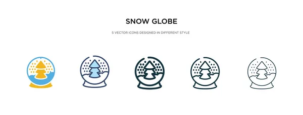 Icono bola de nieve en la ilustración de vectores de estilo diferente. dos colo — Vector de stock