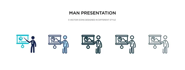 Ícone de apresentação do homem em ilustração vetorial de estilo diferente. tw — Vetor de Stock