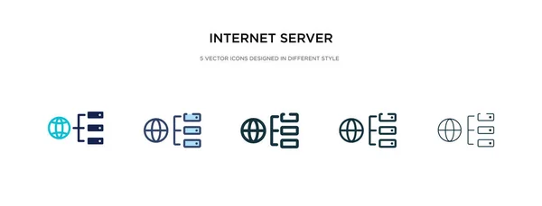 Icona del server internet in diverse illustrazioni vettoriali di stile. Due. — Vettoriale Stock