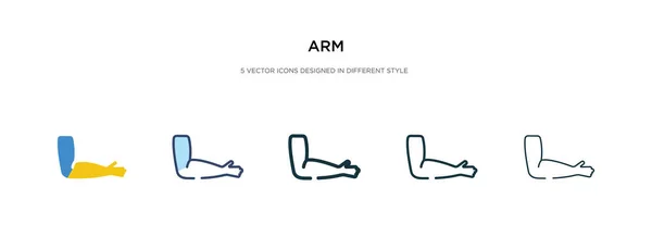 Icono del brazo en la ilustración de vectores de estilo diferente. dos colores y — Vector de stock